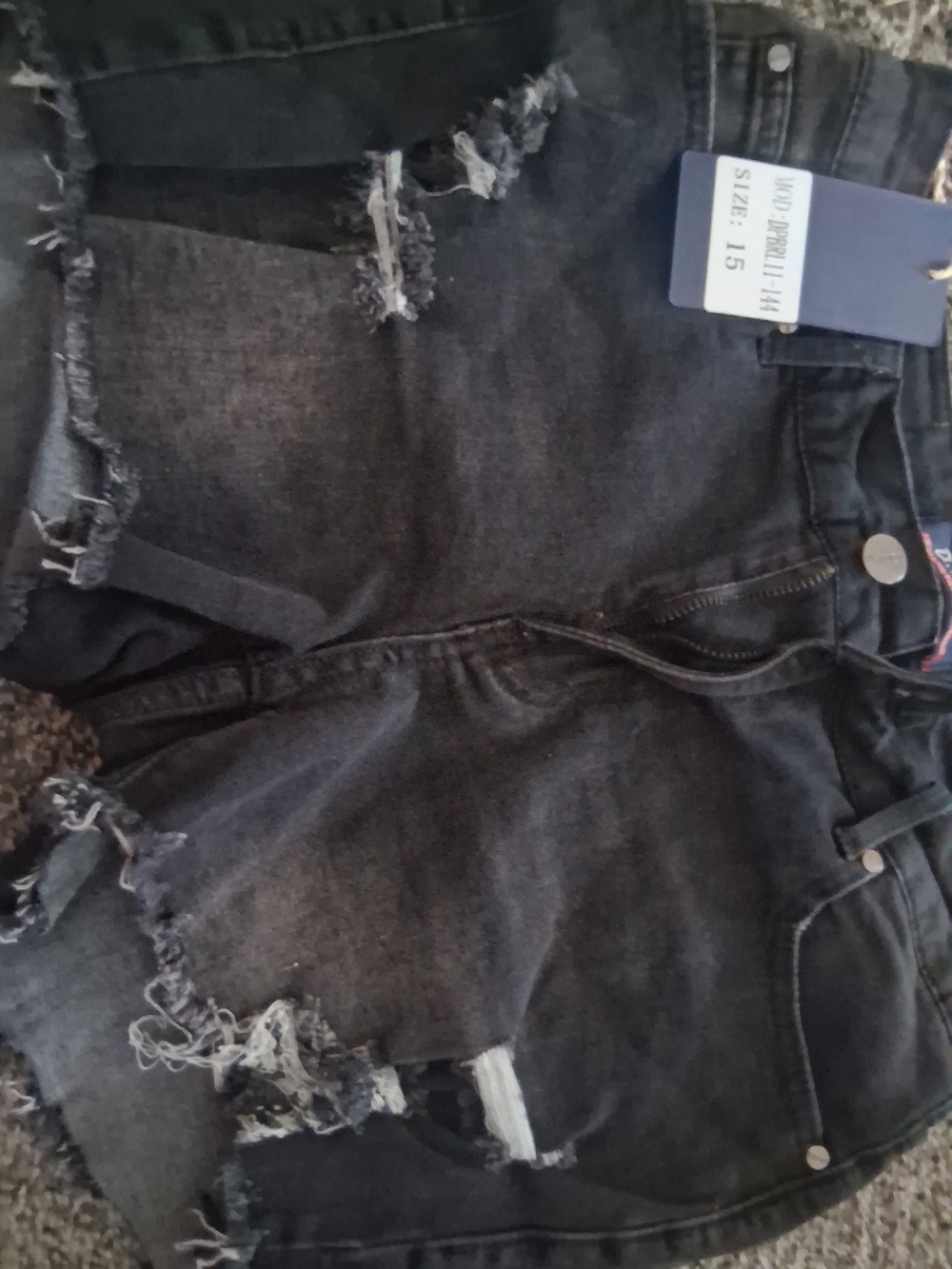 High-Rise Black Distressed Denim Cutoff Shorts